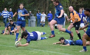 Group of men playing football